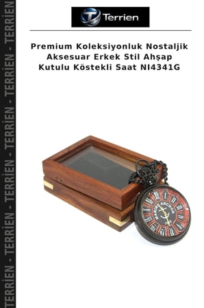 Premium Koleksiyonluk Nostaljik Aksesuar Erkek Stil Ahşap Kutulu Köstekli Saat NI4341G