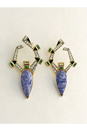 Çelik Zirkon Taşlı Lila Küpe