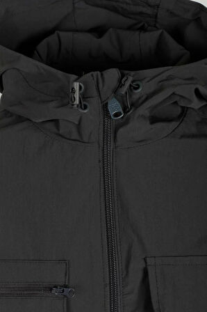 Erkek Yağmurluk Mont Antrasit Waterproof Kapüşonlu Astarsız Slim Fit NCS jeans 4511