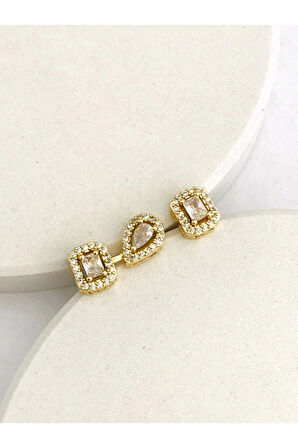 Çelik Taşlı Damla Küpe