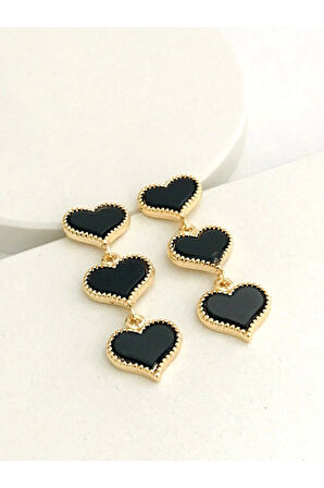 Çelik  Taşlı Sallantılı Kalp Küpe