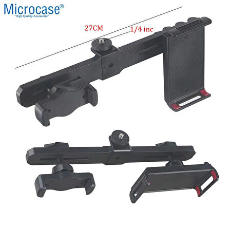 Microcase 2in1 Çift Başlıklı Ayarlanabilir 1 Telefon 1 Tablet Tutucu Başlık - SİYAH AL5062