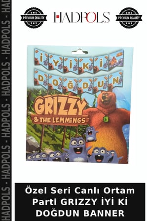 Özel Seri Canlı Ortam Parti GRIZZY İYİ Kİ DOĞDUN BANNER