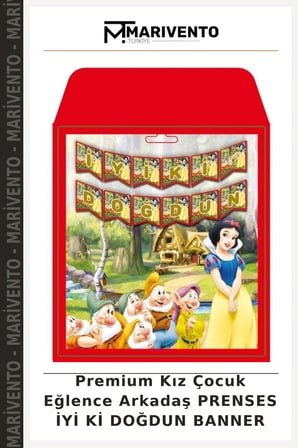 Premium Kız Çocuk Eğlence Arkadaş PRENSES İYİ Kİ DOĞDUN BANNER