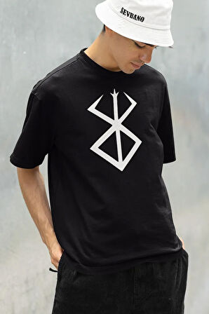 Anime Sembol Baskılı Unisex Oversize Tişört