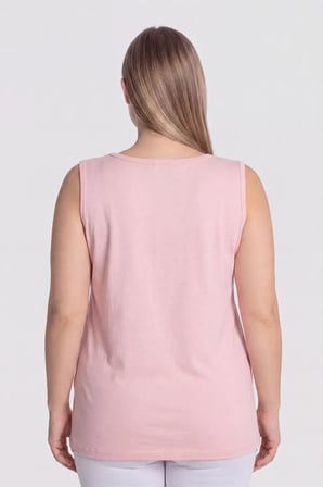 Kadın Pembe Kalın Askılı Büyük Beden Atlet Pamuklu Esnek ve Rahat Ev Giyimi Vücut Uyumlu Hafif Kumaş