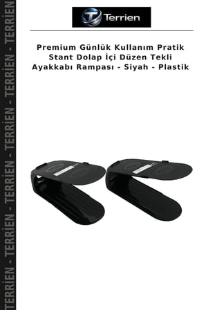 Premium Günlük Kullanım Pratik Stant Dolap İçi Düzen Tekli Ayakkabı Rampası - Siyah - Plastik