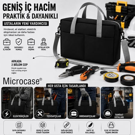 Microcase 4 Bölmeli Geniş Hacim Dayanıklı Takım Hırdavat Çantası Medium AL5583