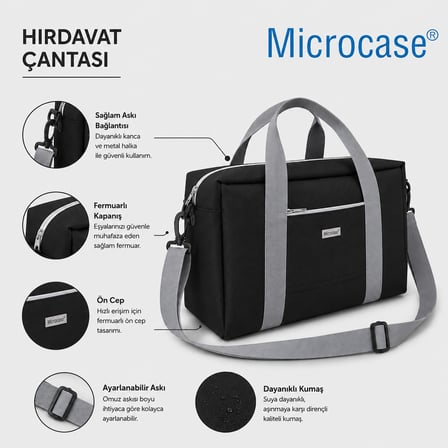 Microcase 4 Bölmeli Geniş Hacim Dayanıklı Takım Hırdavat Çantası Medium AL5583