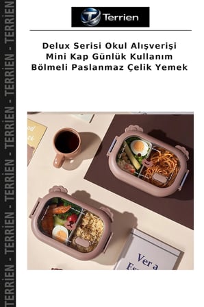 Delux Serisi Okul Alışverişi Mini Kap Günlük Kullanım Bölmeli Paslanmaz Çelik Yemek