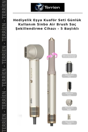 Hediyelik Eşya Kuaför Seti Günlük Kullanım Sinbo Air Brush Saç Şekillendirme Cihazı - 5 Başlıklı