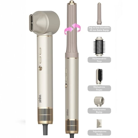 Hediyelik Eşya Kuaför Seti Günlük Kullanım Sinbo Air Brush Saç Şekillendirme Cihazı - 5 Başlıklı