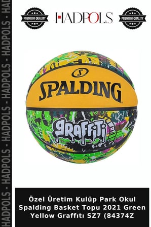 Özel Üretim Kulüp Park Okul Spalding Basket Topu 2021 Green Yellow Graffıtı SZ7 (84374Z