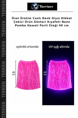 Özel Üretim Canlı Renk Giysi Dikkat Çekici Ürün Gösteri Kıyafeti Neon Pembe Hawaii Parti Eteği 40 cm