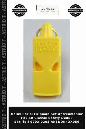 Delux Serisi Ekipman Set Antrenmanlar Fox 40 Classıc Safety Düdük Sarı-İpli 9903-0208 AKSDDKFOX056