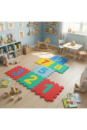 3 Adet Sayılar Puzzle Yer Matı – EVA Oyun Matı Ve Eğitici Sayı Puzzle Matı, 33X33 CM Parçalı Tasarım, Play Mat
