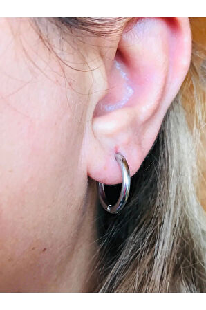 Unisex Cerrahi Çelik Kararmaz Kalın Spor Halka Küpe