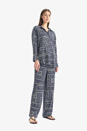 DeFacto Regular Fit Şal Desenli Viskon Plaj Pantolonu-Fall in Love C3159AX25SPNV241