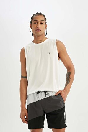 DeFactoFit Regular Fit Baskılı Esnek Dokulu Sporcu Kısa Boy Deniz Şortu B5997AX24HSAR202
