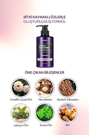 Protein Destekli Besleyici Saç Kremi Kundal Honey&Macadamia Protein Treatment 500ml (Blackberry Bay)