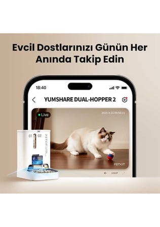 Petkit Yumshare Kameralı Çift Hazneli Akıllı Mama Kabı 2 Ai (Petkit Türkiye Garantili)