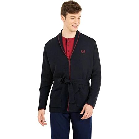 Pierre Cardin Erkek Çeyizlik Uzunkollu Pijama ve Triko Sabahlık 3'lü Set Takım