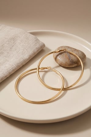 316L Çelik Gold Renk 56 mm Halka Küpe -