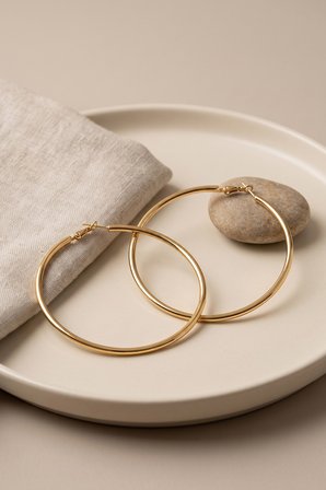 316L Çelik Gold Renk 66 mm Halka Küpe -