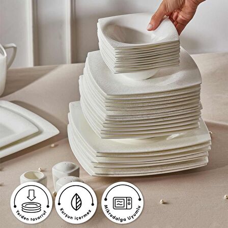 Karaca Fine Pearl Helen 62 Parça 12 Kişilik Yemek Takımı