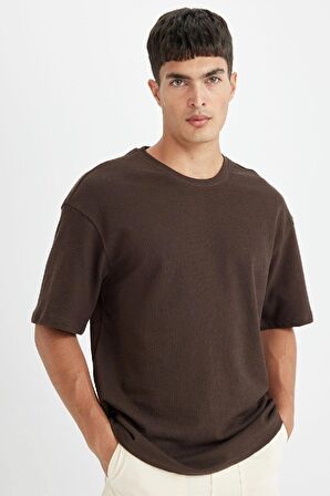 DeFacto Relax Fit Bisiklet Yaka Pamuklu Kısa Kollu Basic Düz Tişört D2575AX24AUBN192