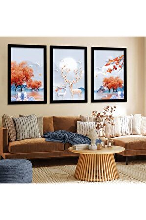 Gümüş Aynalı Pleksi Çerçeveli Hristiyanlık Dini Üçlü Mdf Tablo Seti