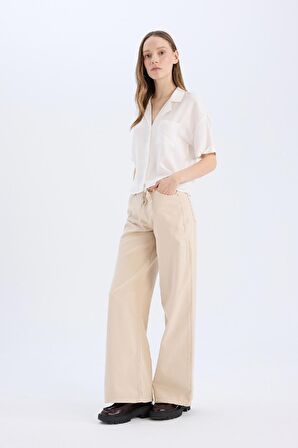 DeFacto Coool Gabardin Pantolon Wide Leg Yüksek Bel Geniş Bol Paça E1794AX25SPER222