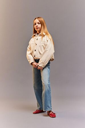 DeFacto Kız Çocuk Cropped Fit Pamuklu Uzun Kollu Gömlek D9147A825SPER233