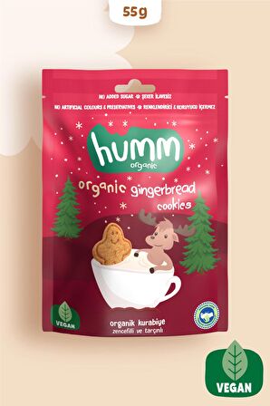 Humm Organic Organik Vegan Zencefilli ve Tarçınlı Kurabiye - 55g