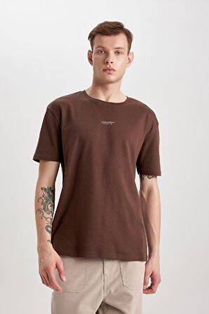 DeFacto Regular Fit Bisiklet Yaka Baskılı Kısa Kollu Ağır Kumaş Tişört B4217AX24SPBN497