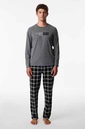 Erkek All Day Ekoseli Pantolon Uzun Kollu Pijama Takımı