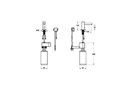 VitrA Origin A44699 Temassız Kısa Sıvı Sabunluk, Tezgah Üzeri, Elektrikli, Krom