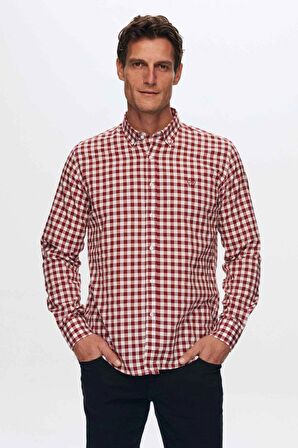 Ds Damat Slim Fit Bordo Kareli Ekoseli Gömlek 7HC02ORT09265 7HC02ORT09265