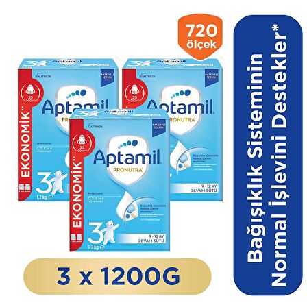 Aptamil 3 Devam Sütü Yeni Formül 1200 gr x 3 Adet