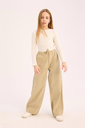 Kız Çocuk Wide Leg Geniş Paça Pamuklu Pantolon