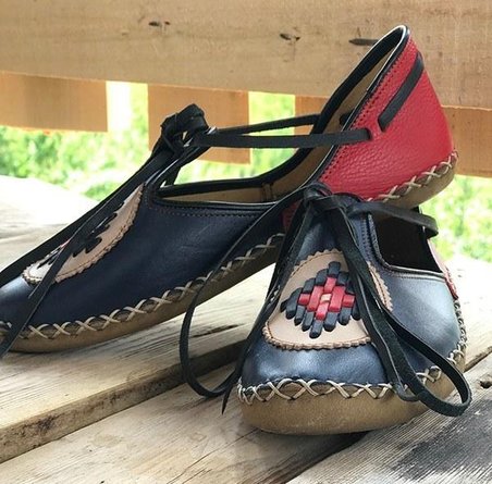 Ön Lacivert Arka Kırmızı Kadın Sandalet