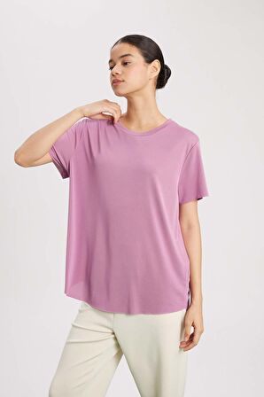 DeFactoFit Oversize Modal Bisiklet Yaka Sporcu Kısa Kollu Tişört B5536AX24SPPR490