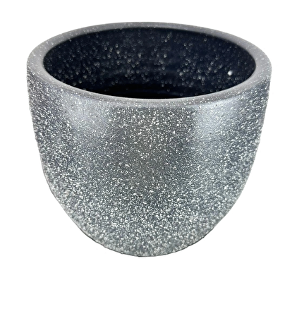 Ev Dekorasyon Aksesuar Gri Granit Toprak Saksı Saksılık Salon Çiçeklik - 19 CM
