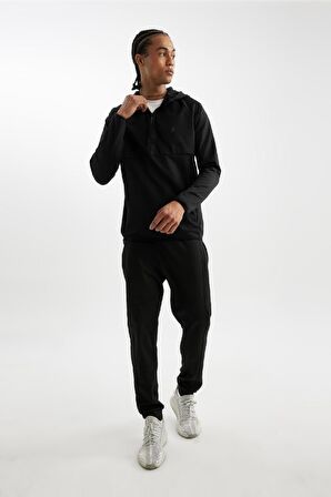 DeFactoFit Standart Fit Kapüşonlu Fermuarlı Pike Sporcu Sweatshirt C9181AX24AUBK81