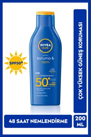 Nivea Sun Güneş Koruyucu Losyon 200ml, Spf50, Nemlendirici, Uva/uvb Koruması, Suya Dayanıklı