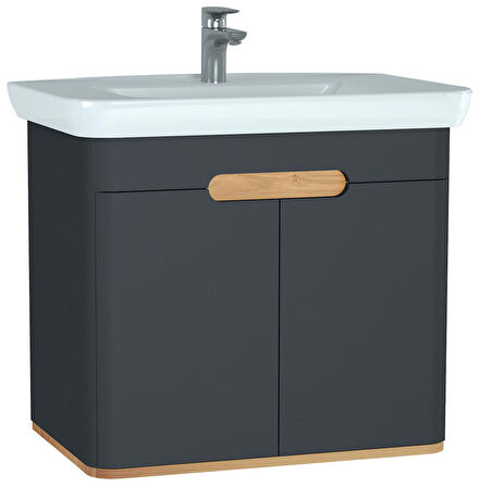 VitrA Sento 60809 Lavabo Dolabı, Kapaklı, 80 cm, Mat Antrasit