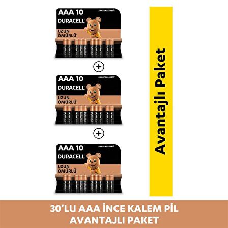 Duracell Alkalin Aaa Ince Kalem Piller 30'lu