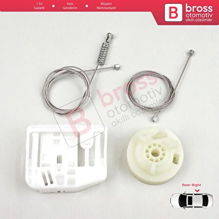 Renault Megane MK2 2002-2008 4/5 Kapı 82000280068 İçin Arka Sağ Kapı Cam Kriko Tamir Seti