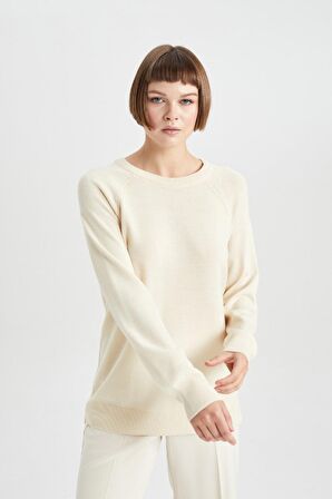 DeFacto Relax Fit Bisiklet Yaka Basic Kazak X3066AZ23WNBG411