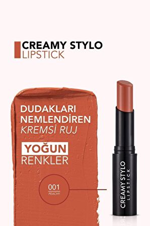 Flormar Yarı Parlak Stick Ruj- Creamy Stylo Lipstick -001 Peachy-8682536013611
